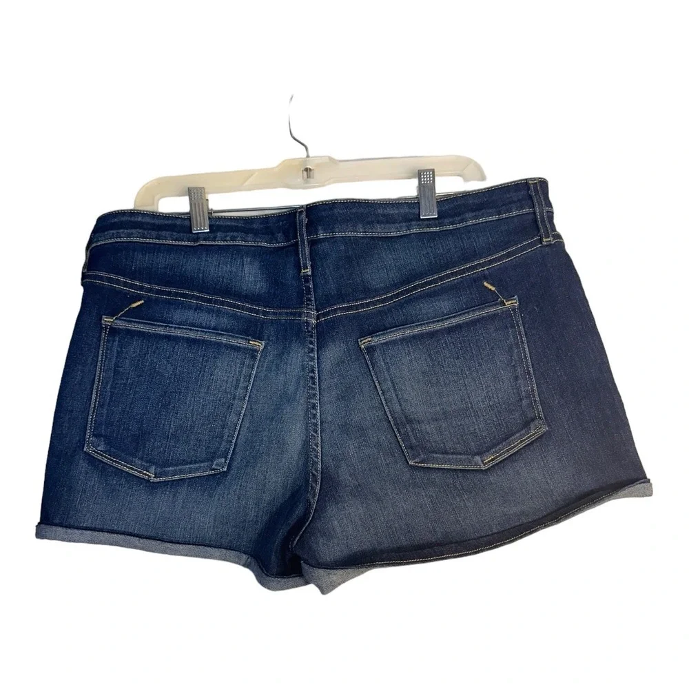 Mossimo Denim‎ Jean Shorts Womens 16 Blue Power Stretch High Rise Midi Cuffed